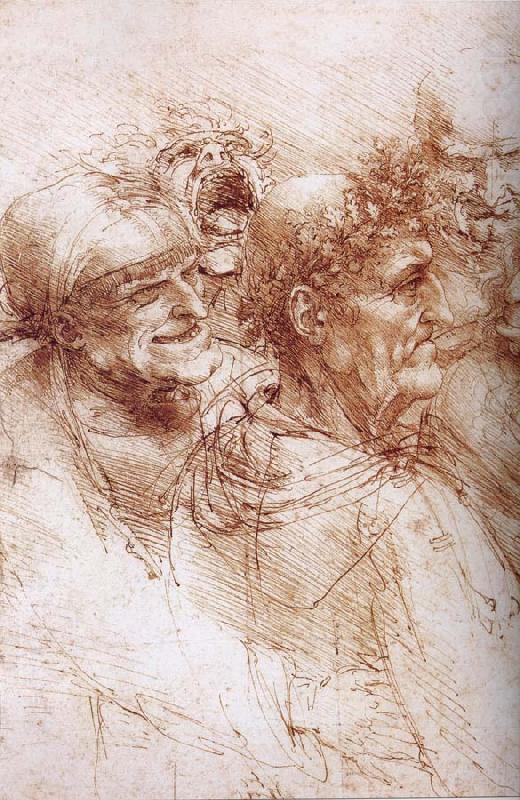 LEONARDO da Vinci Funf studies of grotesque faces china oil painting image